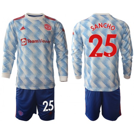 Fußballtrikots Manchester United Jadon Sancho 25 Kinder 2021-2022 Langarm Auswärts-trikot kaufen